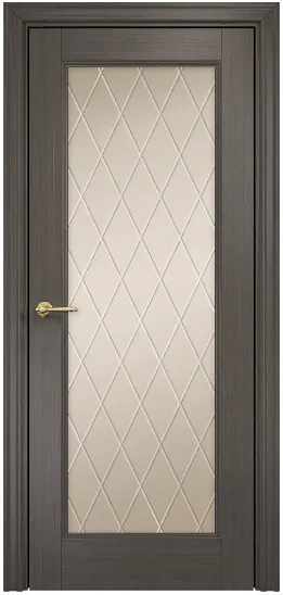 Двери в интерьере - Дверь Оникс Италия 1 серый дуб, сатинат бронза гравировка Ромбы