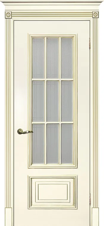 Двери в интерьере - Дверь Текона эмаль Smalta 08 слоновая кость RAL 1013 патина золото, остекленная