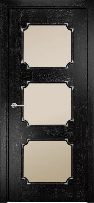 Двери в интерьере - Дверь Оникс Валенсия эмаль черная патина серебро, сатинат бронза