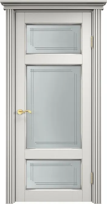 Дверь Итальянская Легенда массив ольхи ОЛ55 белый грунт с патиной серебро, стекло 55-4
