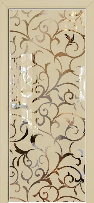 Двери в интерьере - Дверь Оникс Арт лакобель RAL 1015, зеркало №7