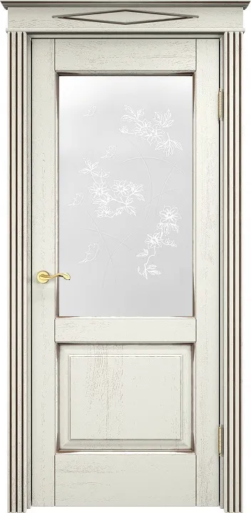 Двери в интерьере - Дверь ПМЦ массив дуба Д13 эмаль F120 с черной патиной, стекло 13-4