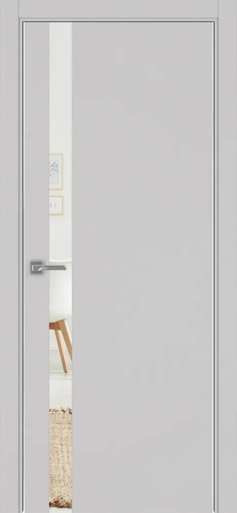 Двери в интерьере - Дверь Эко 211 пепельный, кромка AL хром SC с 2-х сторон, зеркало