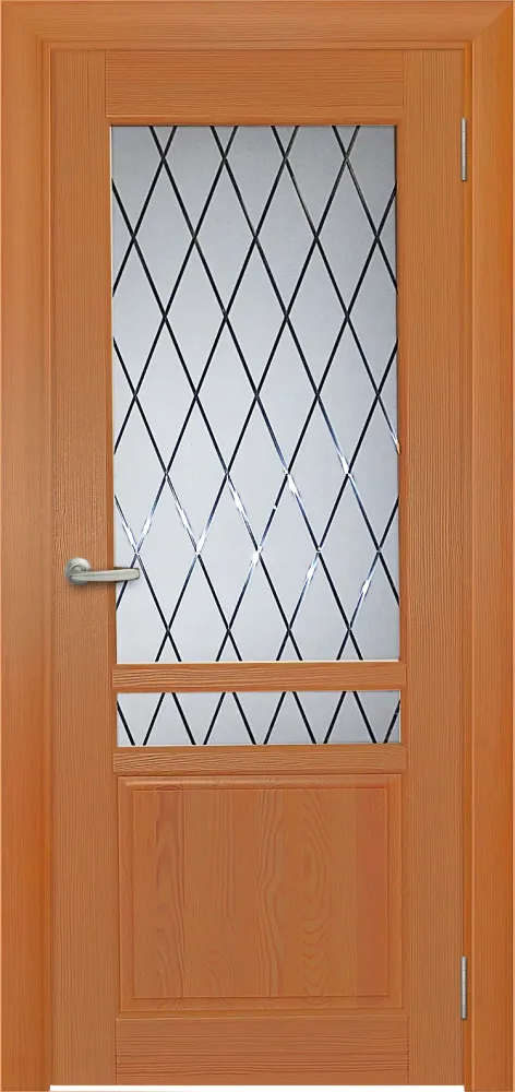 Двери в интерьере - Дверь Берест массив сосны Вега орех, стекло ромбы