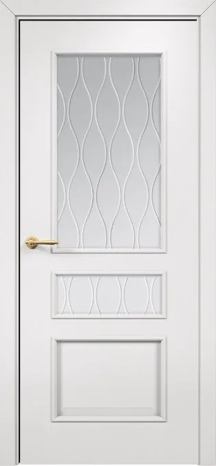 Дверь Оникс Версаль эмаль белая, сатинат гравировка Волна