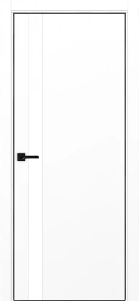 Двери в интерьере - Дверь Эко 211 белый снежный, кромка AL черная SB с 4-х сторон, lacobel белый