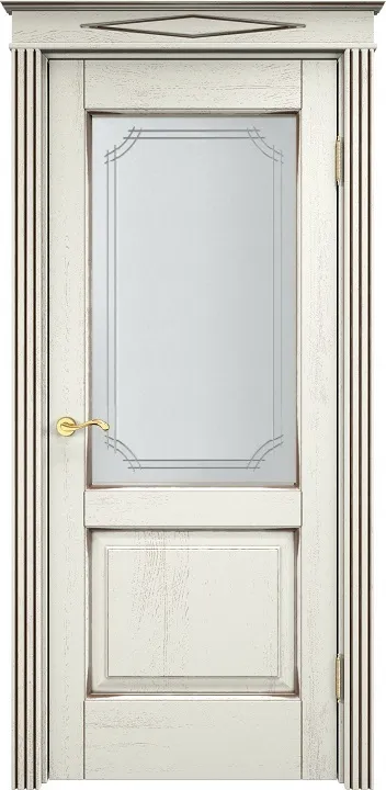 Дверь ПМЦ массив дуба Д13 эмаль F120 с черной патиной, стекло 13-5
