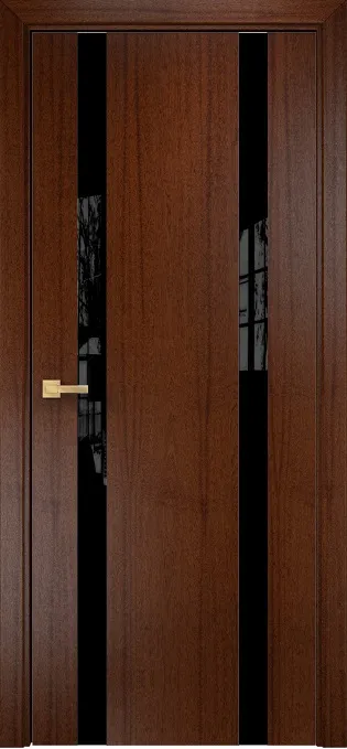 Двери в интерьере - Дверь Оникс Верона 2 красное дерево с черной патиной, триплекс черный