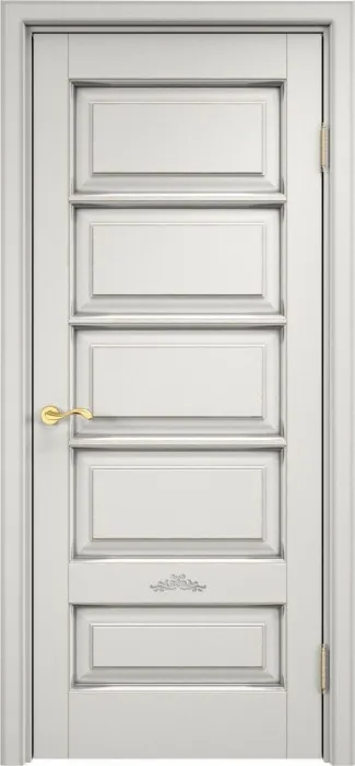 Дверь Итальянская Легенда массив ольхи ОЛ44 белый грунт с патиной серебро, глухая