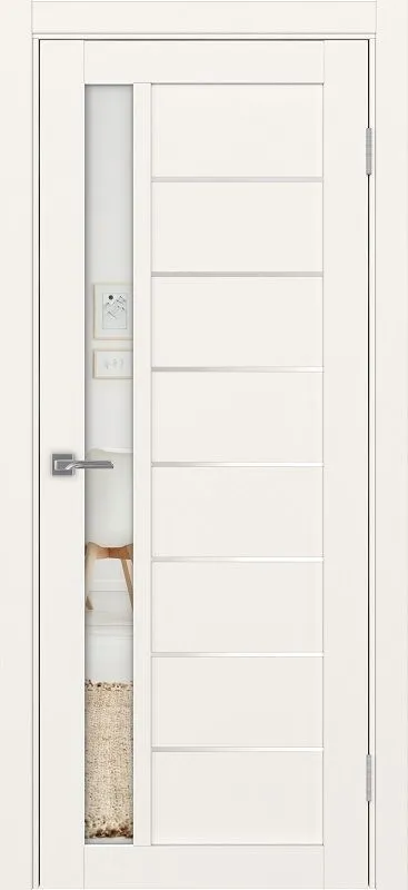 Двери в интерьере - Дверь Эко 554.21 АПП бежевый молдинг SC, зеркало с 2-х сторон