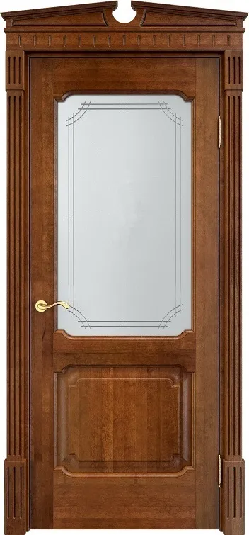 Двери в интерьере - Дверь ПМЦ массив ольхи ОЛ7.2 коньяк, стекло 7-3