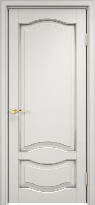 Дверь ПМЦ массив ольхи ОЛ33 белый грунт с патиной серебро, глухая