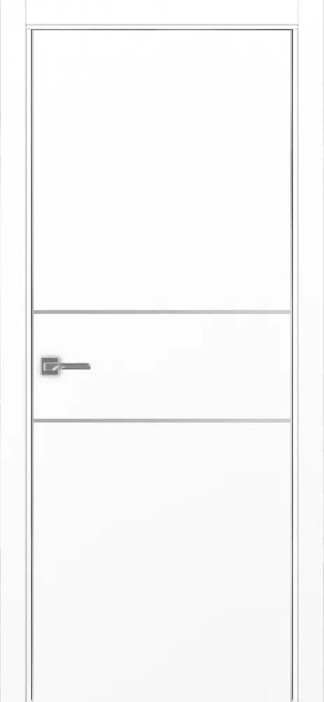 Двери в интерьере - Дверь Эко 203 белый снежный молдинг SC, кромка AL хром SC с 2-х сторон, глухая