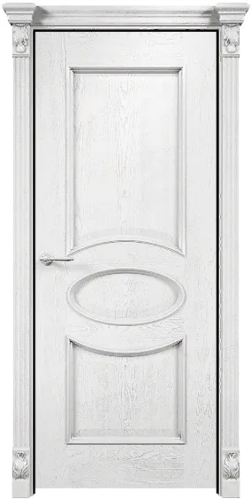 Дверь Оникс Эллипс эмаль белая патина серебро, глухая. Фото №3
