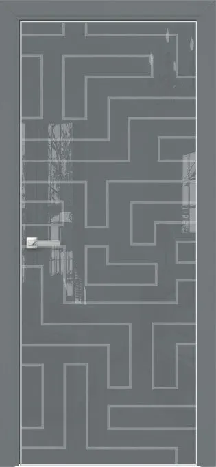 Двери в интерьере - Дверь Оникс Арт, лакобель серый RAL 7040, пескоструй №12