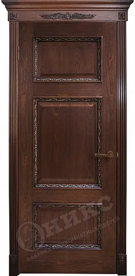 Двери в интерьере - Дверь Оникс Прованс со штапиком Флора красное дерево с черной патиной, глухая