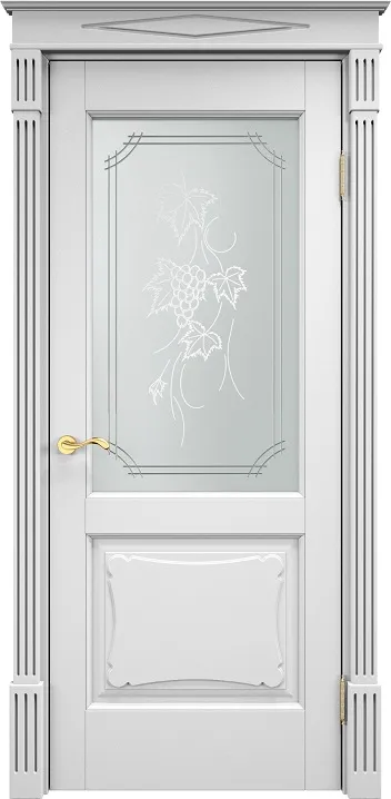 Дверь Итальянская Легенда массив ольхи ОЛ6.2 эмаль белая, стекло 6-2