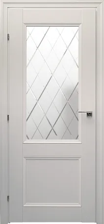 Дверь Краснодеревщик 3324 белая, стекло матовое гравировка Кристалл