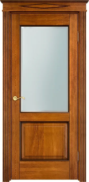 Двери в интерьере - Дверь Итальянская Легенда массив дуба Д13 медовый с патиной орех, стекло фацет