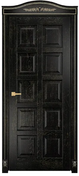 Дверь Оникс Вена 2 эмаль черная с золотой патиной, глухая. Фото №2