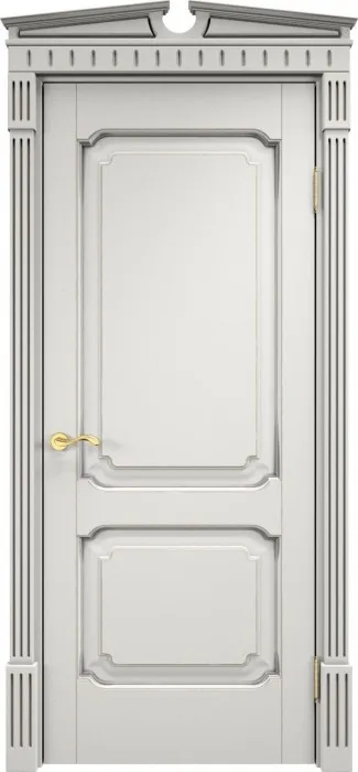 Дверь Итальянская Легенда массив ольхи ОЛ7.2 белый грунт с патиной серебро, глухая