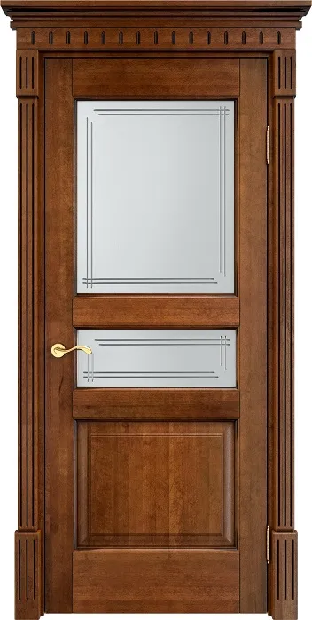 Двери в интерьере - Дверь Итальянская Легенда массив ольхи ОЛ5 коньяк с патиной, стекло 5-4