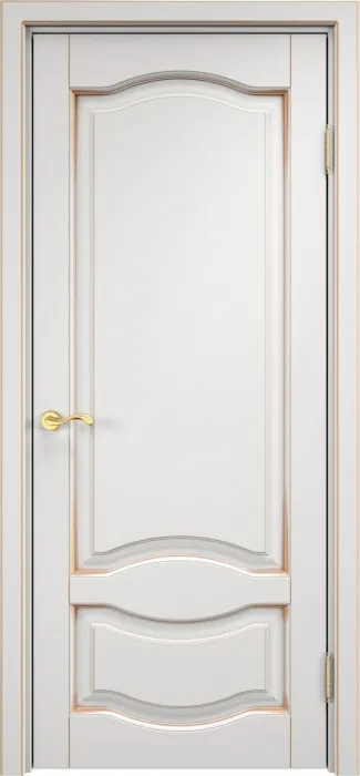 Двери в интерьере - Дверь Итальянская Легенда массив ольхи ОЛ33 белый грунт с патиной золото, глухая