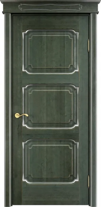 Двери в интерьере - Дверь Итальянская Легенда массив ольхи ОЛ7.3 зеленый с патиной серебро, глухая