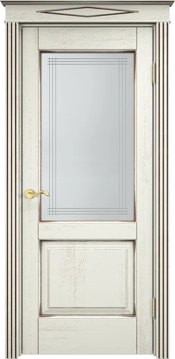 Двери в интерьере - Дверь Итальянская Легенда массив дуба Д13 эмаль F120 с черной патиной, стекло 13-6