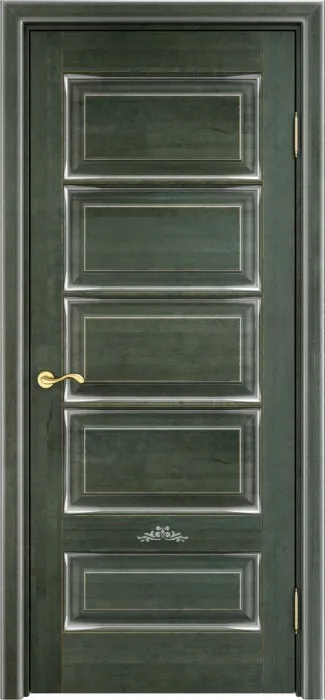 Двери в интерьере - Дверь Итальянская Легенда массив ольхи ОЛ44 зеленый с патиной серебро, глухая