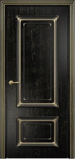 Дверь Оникс Мадрид эмаль черная с золотой патиной, глухая. Фото №8