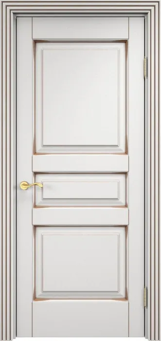Дверь Итальянская Легенда массив ольхи ОЛ5 белый грунт с патиной орех, глухая. Фото №2