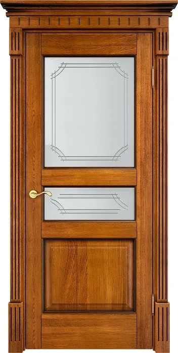 Двери в интерьере - Дверь Итальянская Легенда массив дуба Д5 медовый с патиной орех, стекло 5-1