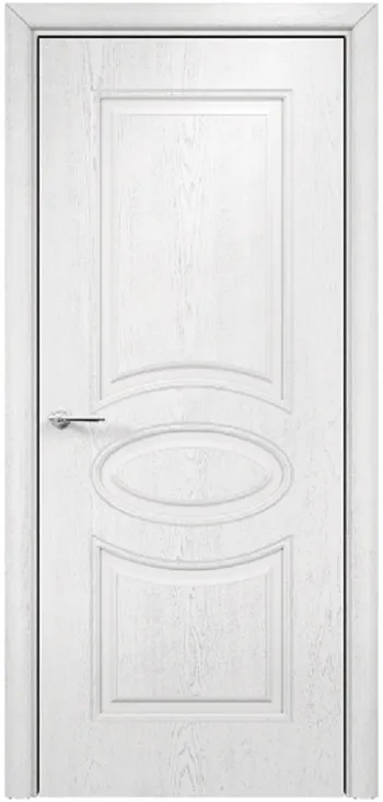 Двери в интерьере - Дверь Оникс Эллипс фрезерованная эмаль белая с серебряной патиной, глухая