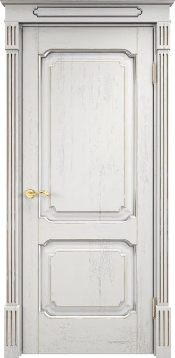 Двери в интерьере - Дверь Итальянская Легенда массив дуба Д7 белый грунт с патиной серебро микрано, глухая