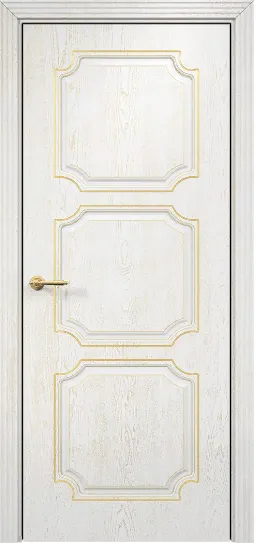 Дверь Оникс Валенсия фрезерованная с декором эмаль белая с патиной золото, глухая. Фото №3
