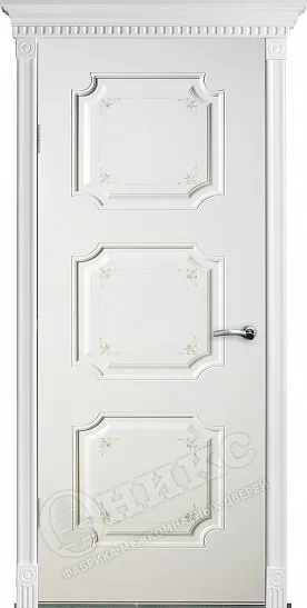Двери в интерьере - Дверь Оникс Валенсия фрезерованная эмаль белая с росписью 5 , глухая