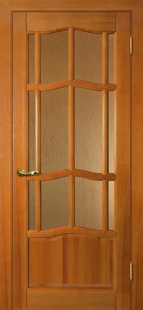 Дверь Йошкар-Ола массив сосны Ампир ДО орех, стекло бронзовое рифленное