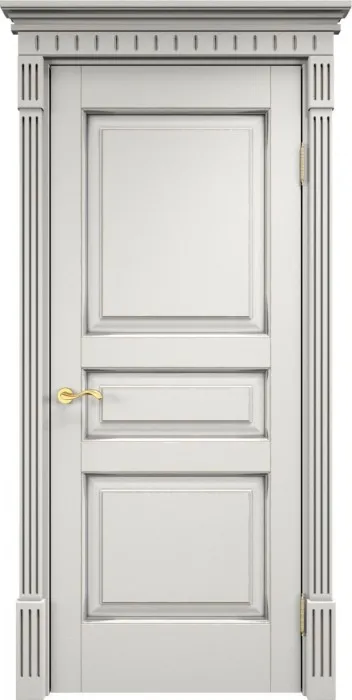 Дверь Итальянская Легенда массив ольхи ОЛ5 белый грунт с патиной серебро, глухая. Фото №3