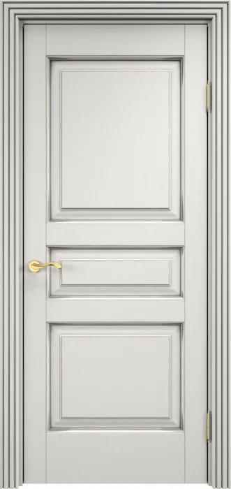Дверь Итальянская Легенда массив ольхи ОЛ5 белый грунт с патиной серебро, глухая. Фото №2