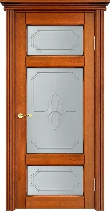 Двери в интерьере - Дверь Итальянская Легенда массив ольхи ОЛ55 медовый с патиной орех, стекло 55-3
