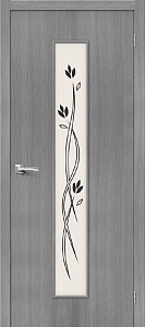 Недавно просмотренные - Дверь Браво Тренд-14 3D грей, сатинато белое, техника шелкотрафаретной печати "витраж"